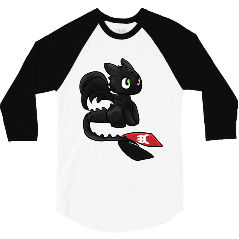 Red Tail Black Dragon Cute 3/4 Sleeve Shirt | Artistshot