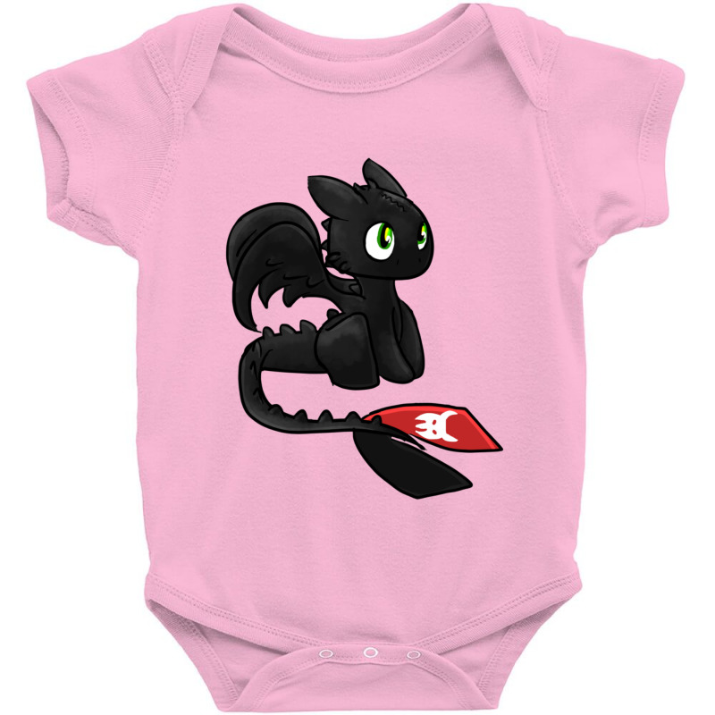 Red Tail Black Dragon Cute Baby Bodysuit | Artistshot