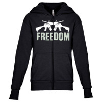 Independence Day T  Shirt Freedom Crossed M4 A1 Machine Guns For Veter Youth Zipper Hoodie | Artistshot