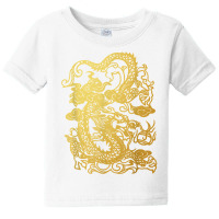 Golden Asian Chinese Japanese Korean Mythical Dragon T Shirt Baby Tee | Artistshot