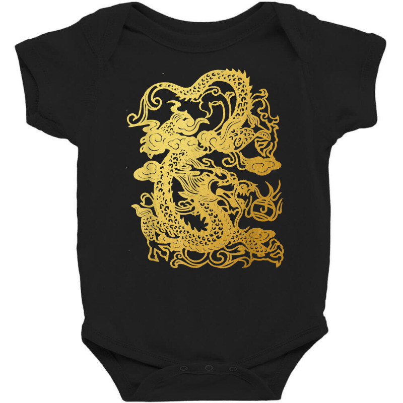 Golden Asian Chinese Japanese Korean Mythical Dragon T Shirt Baby Bodysuit | Artistshot