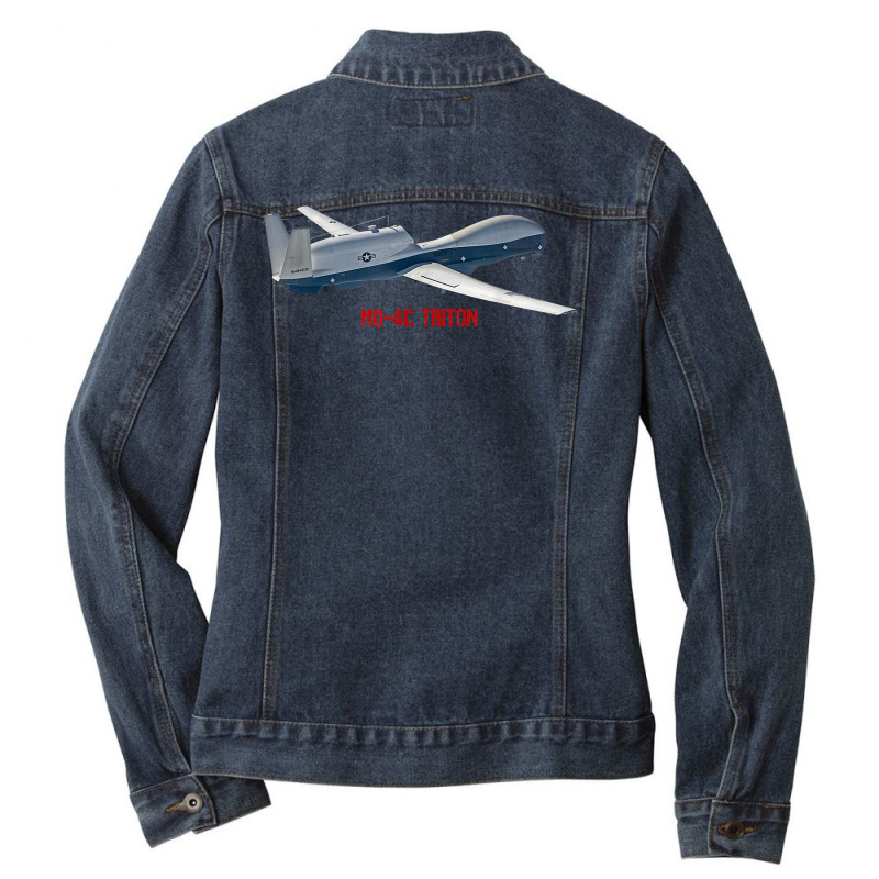 Military Aircraft Mq 4c Triton Raptor Pilot Gifts T Shirt Ladies Denim Jacket by MoczoTenleigh | Artistshot