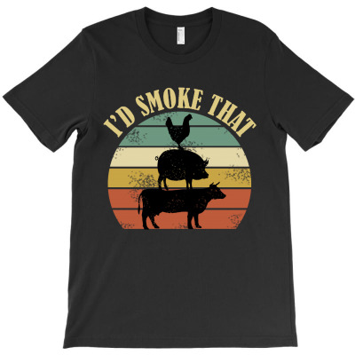 I'd Smoke Tha Vintage Retro Farm Animals T-shirt Designed By Brave Tees