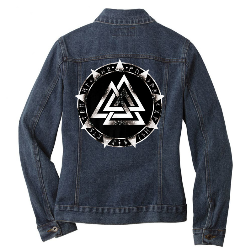 Valknut, Wotan Knot , Odin, Viking Sign T Shirt Ladies Denim Jacket by ZaraeTrullinger | Artistshot