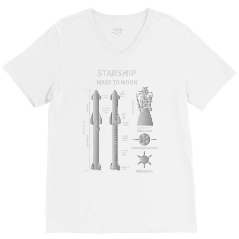 Starship Sn15 Mission To Mars Space Rocket X Raptor Launch T Shirt V-Neck Tee by MoczoTenleigh | Artistshot