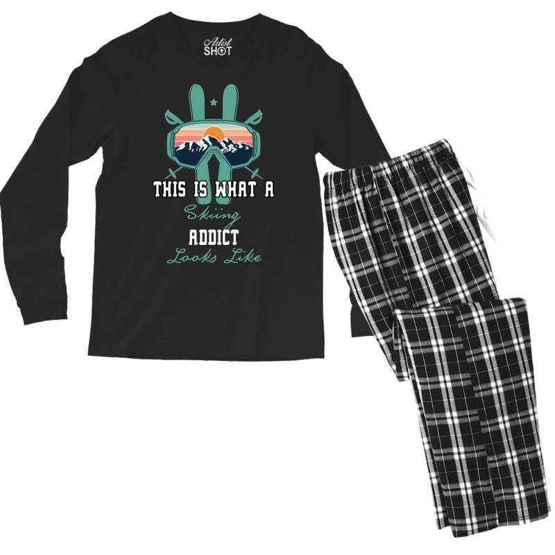 This What A Skiing Addict Looks Like Men's Long Sleeve Pajama Set | Artistshot