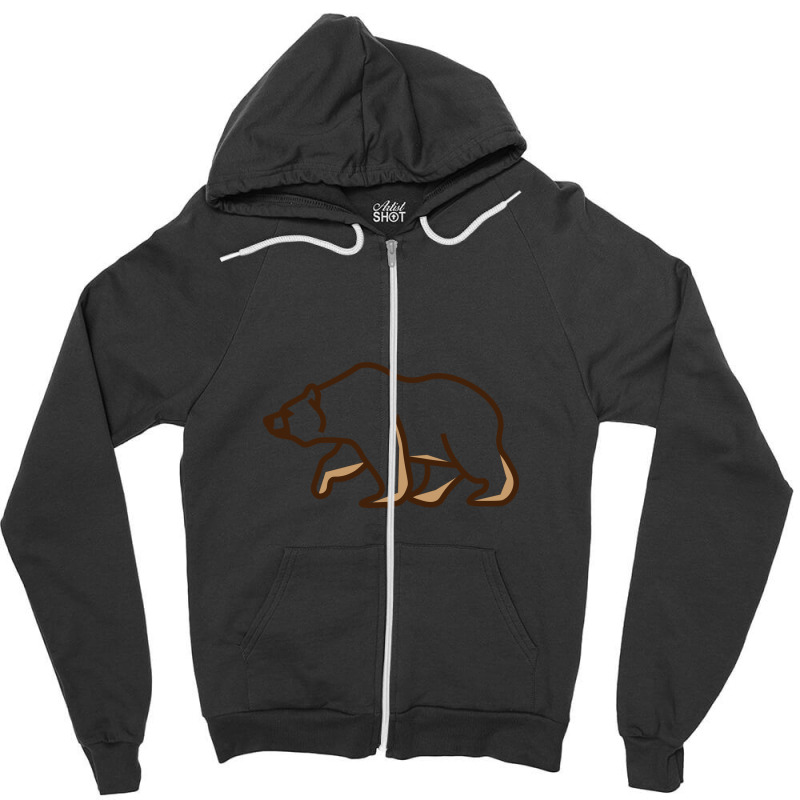 Simple Line Art Grizzly Bear Illustration Zipper Hoodie | Artistshot