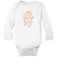 Fox Geometric Line Illustration Long Sleeve Baby Bodysuit | Artistshot