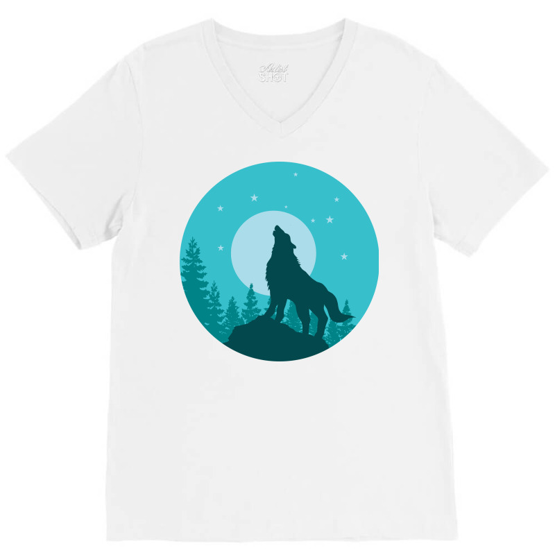 The Wolf Roars At The Full Moon V-neck Tee | Artistshot