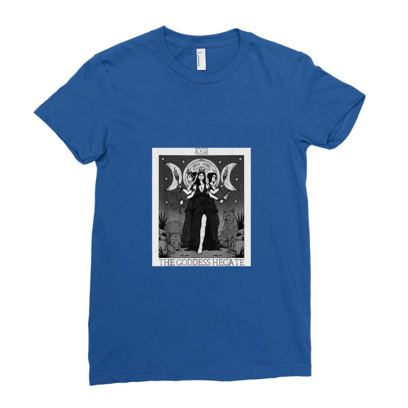 Hecate Triple Moon Goddess Hekate Wheel Witch Tarot Card Ladies Fitted T-Shirt by bilbillah | Artistshot