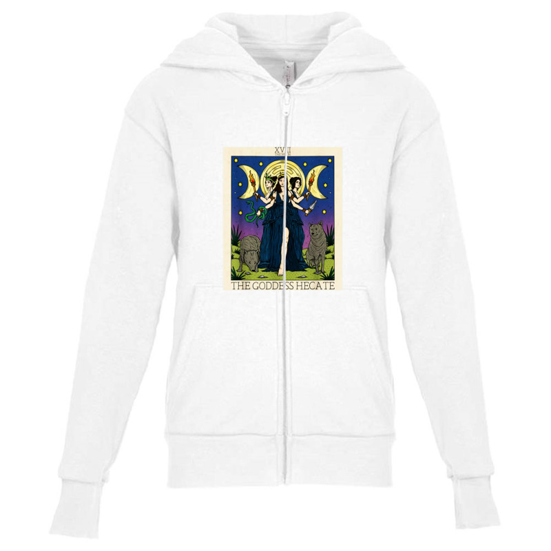 Hecate Triple Moon Goddess Hekate Wheel Witch Tarot Card Youth Zipper Hoodie by bilbillah | Artistshot