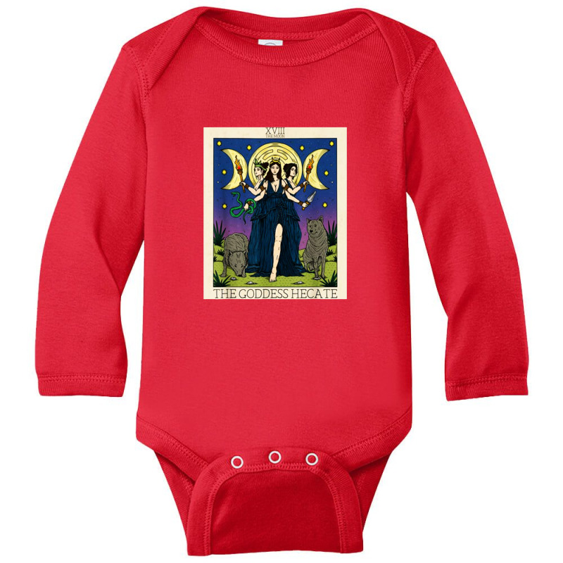 Hecate Triple Moon Goddess Hekate Wheel Witch Tarot Card Long Sleeve Baby Bodysuit by bilbillah | Artistshot