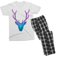 Deer With Night Forest Silhouette Men's T-shirt Pajama Set | Artistshot