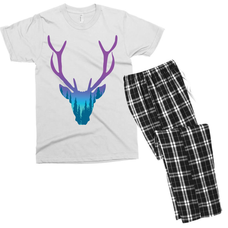 Deer With Night Forest Silhouette Men's T-shirt Pajama Set | Artistshot