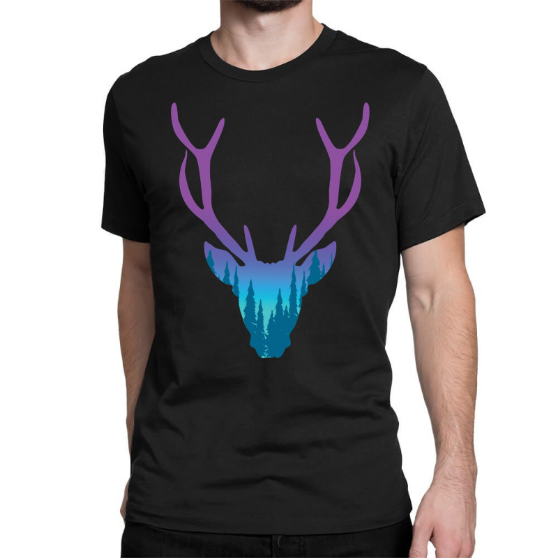 Deer With Night Forest Silhouette Classic T-shirt | Artistshot