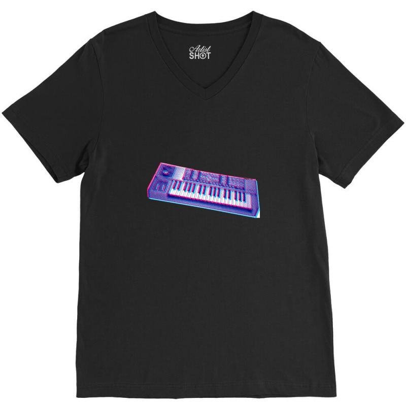 Analog Synthesizer 8bit 3d Retro Artwork Design V-neck Tee | Artistshot