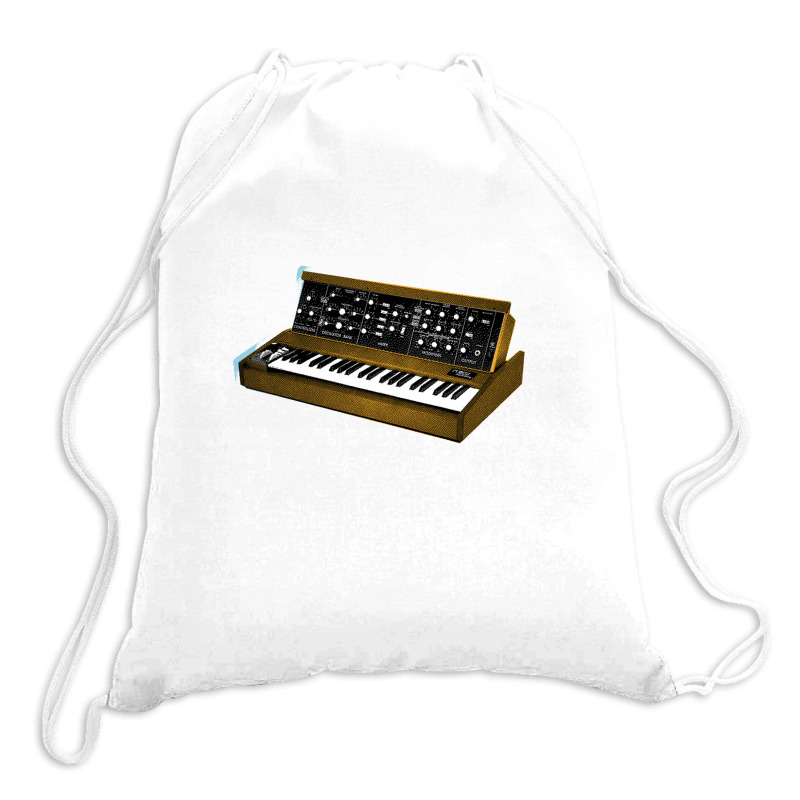 Analog Synthesizer 8bit Retro Artwork Design Drawstring Bags | Artistshot