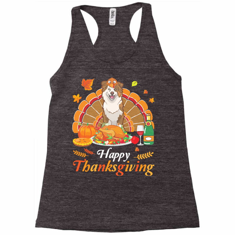 Australian Shepherd Thanksgiving Xmas T  Shirt Australian Shepherd Tur Racerback Tank by braynor940 | Artistshot