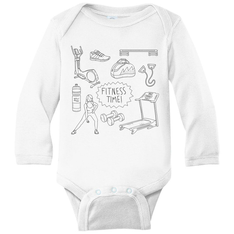 Fitness Time Long Sleeve Baby Bodysuit by ŞEN | Artistshot