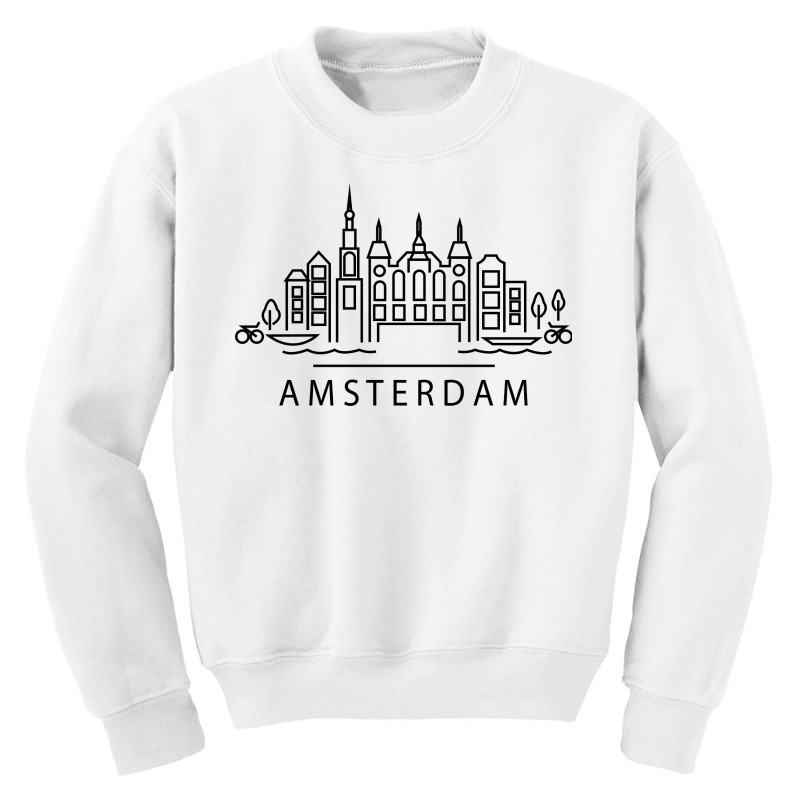 Amsterdam Line Art Youth Sweatshirt by catizinet | Artistshot