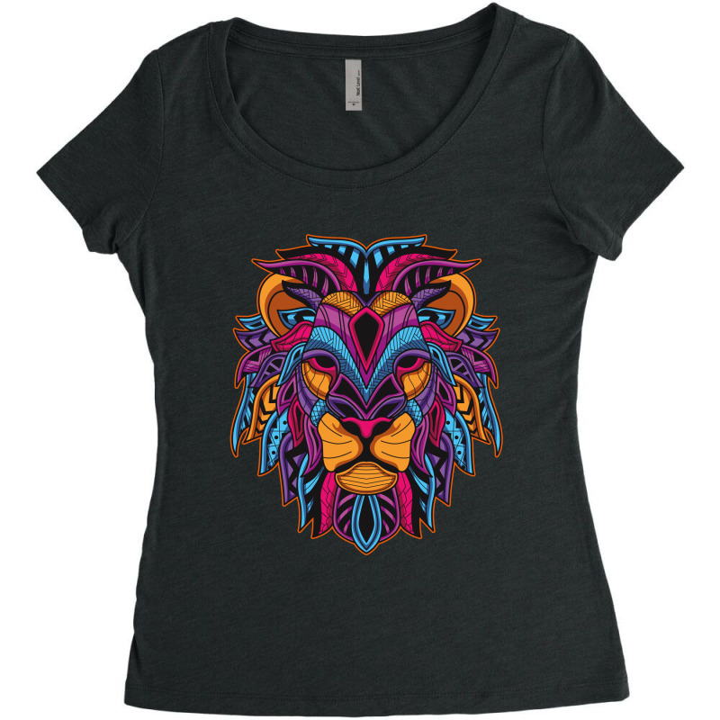 Lion Head Women's Triblend Scoop T-shirt by rardesign | Artistshot