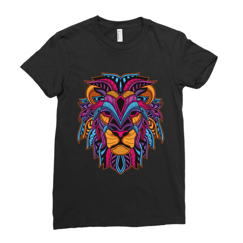 Lion Head Ladies Fitted T-Shirt by rardesign | Artistshot