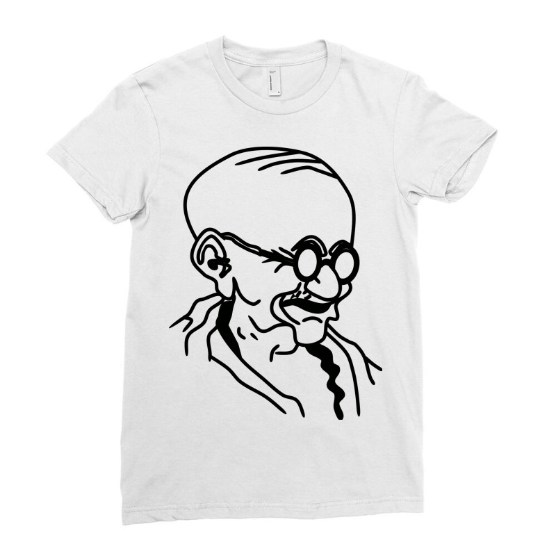 Illustration Of Gandhi Jayanti's Monochrome Vector Face Ladies Fitted T-shirt | Artistshot