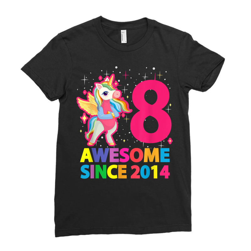 Awesome Since 2014 Unicorn Girls 8th Birthday Eight Years T Shirt Ladies Fitted T-Shirt by AshleyPenez | Artistshot