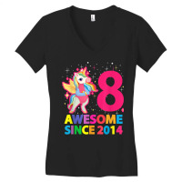 Awesome Since 2014 Unicorn Girls 8th Birthday Eight Years T Shirt Women's V-neck T-shirt | Artistshot