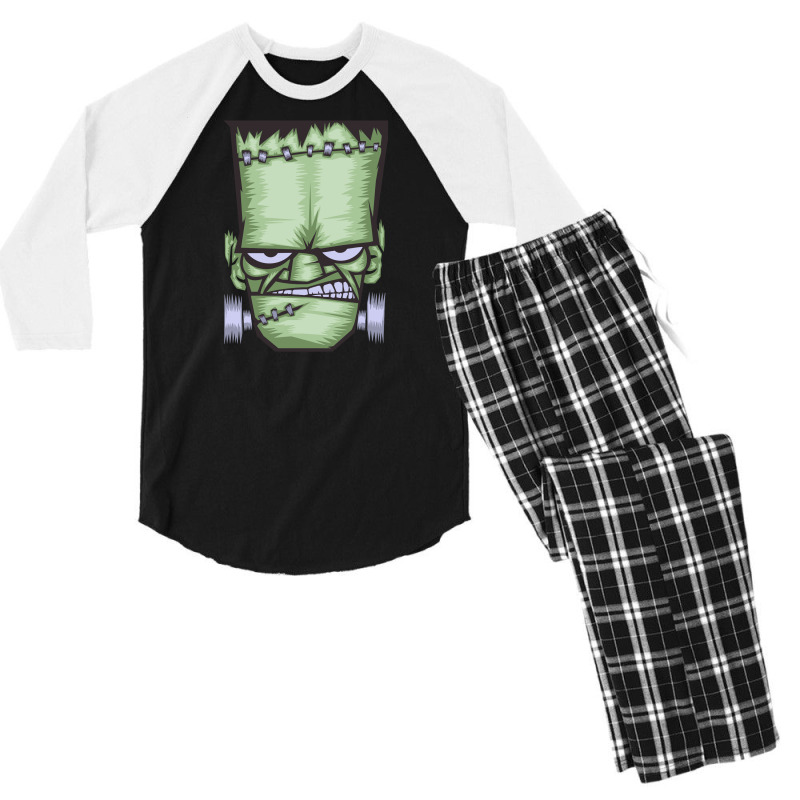 Scary Frankenstein Halloween Tee Pink Men's 3/4 Sleeve Pajama Set by woskisedani | Artistshot