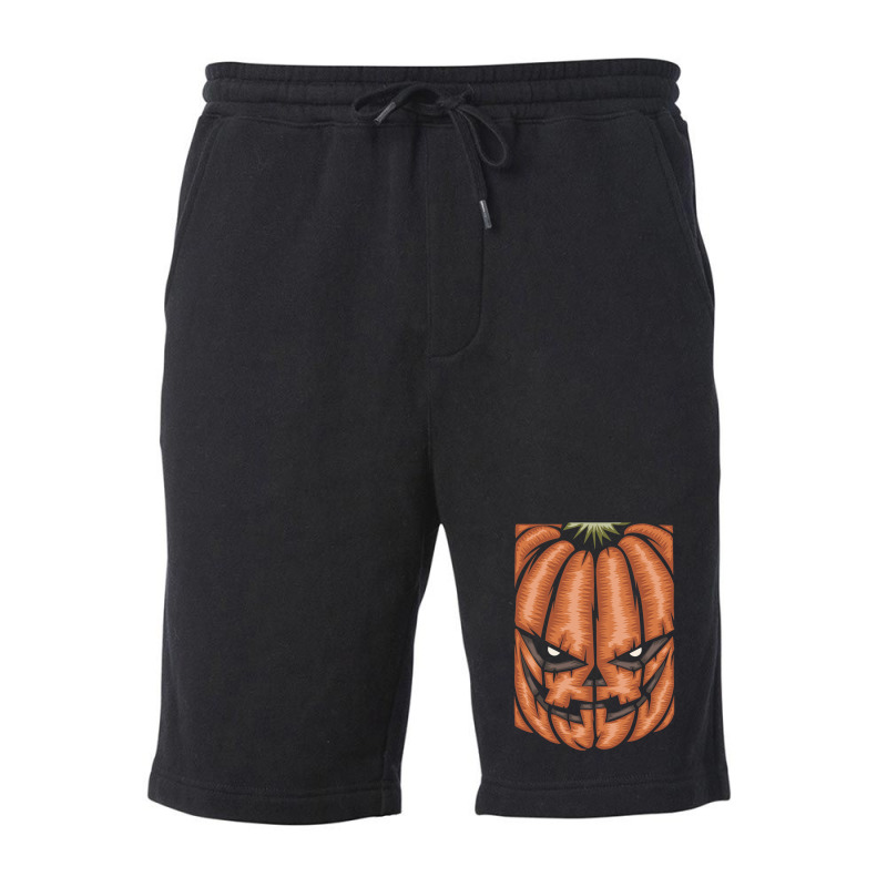 Scary Pumpkin Halloween Black Tee Fleece Short by woskisedani | Artistshot