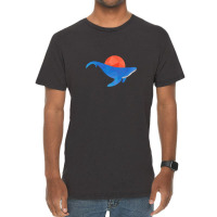 Geometric Blue Whale With Red Sun Vintage T-shirt | Artistshot