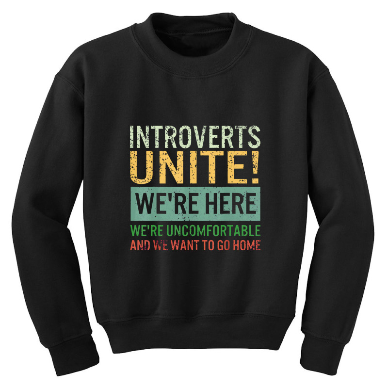 Introvert Introverts Unite Here Uncomfortable Want Go Home Youth Sweatshirt by suvukana | Artistshot