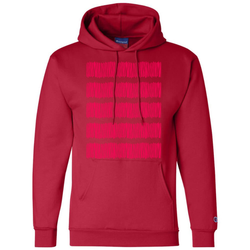 Hot Pink On Red Painted Lines Pattern , Vertical Stripe Pattern , Larg Champion Hoodie | Artistshot