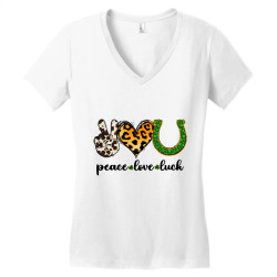 Peace Love Luck, Women's V-Neck T-Shirt | Artistshot