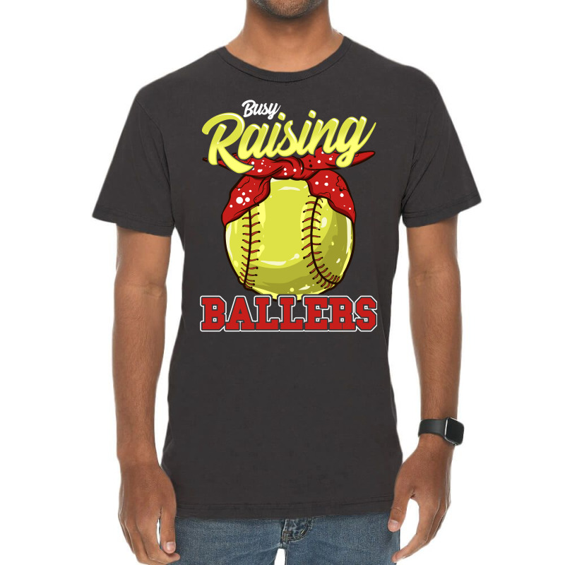 Softball Pitcher Hitter Catcher Busy Raising Ballers Funnymom Gift 139 Vintage T-shirt | Artistshot