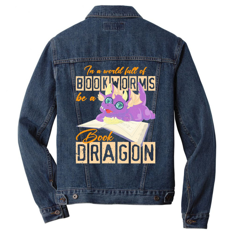 Book Dragon T  Shirt Funny Reading Bookworm Magical Animal Book Dragon Men Denim Jacket by wlowe820 | Artistshot