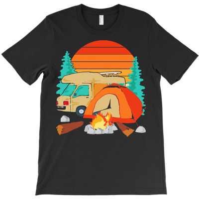 Camping T  Shirt Retro Camper Caravan Camp Campsite Nature Camper Outd T-shirt Designed By Boris Raynor