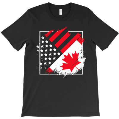 Canada T  Shirt American Canadian Flag U S A Canada T  Shirt (2) T-shirt Designed By Boris Raynor