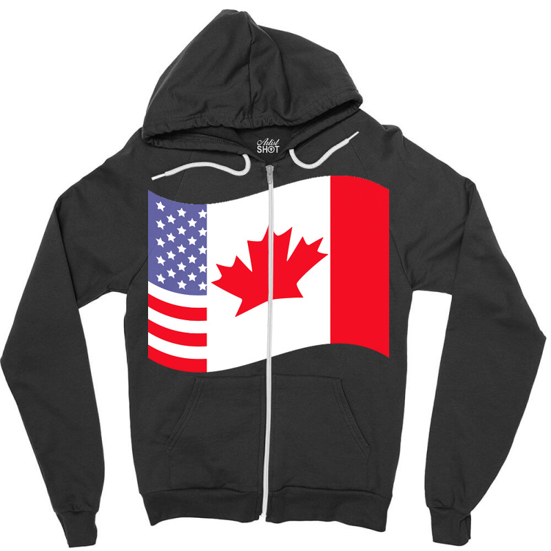 Canada T  Shirt Canada Flag U S A Flag American Canadian Friendship Ca Zipper Hoodie | Artistshot