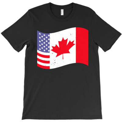 Canada T  Shirt Canadian American Flag U S Maple Leaf Canada T  Shirt T-shirt Designed By Boris Raynor
