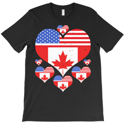 Canada T  Shirt Canadian American Friendship Heart Canadian Flag U S F T-shirt Designed By Boris Raynor