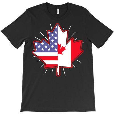 Canada T  Shirt Canadian Maple Leaf American Flag U S A Canada T  Shir T-shirt Designed By Boris Raynor