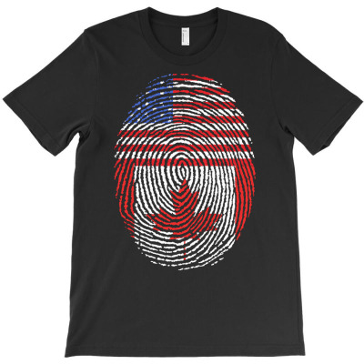 Canada T  Shirt Canadian Maple Leaf U S Flag American Fingerprint Cana T-shirt Designed By Boris Raynor
