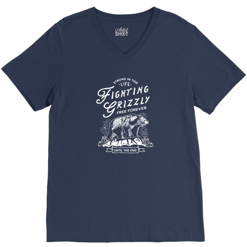 Fighting Grizzly V-Neck Tee by Chiks | Artistshot