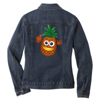 Cute Pineapple Cartoon Ladies Denim Jacket | Artistshot