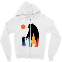 Little Girl And Cute Bear Cartoon Art Zipper Hoodie | Artistshot