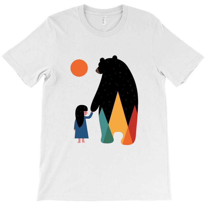 Little Girl And Cute Bear Cartoon Art T-shirt | Artistshot