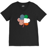 St. Patrick's Day Ireland And American Usa Flag Clover Funny V-neck Tee | Artistshot