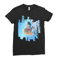 Beta Fish T  Shirt Beta Fish Blue With Rainbow Tail On Blue T  Shirt Ladies Fitted T-shirt | Artistshot